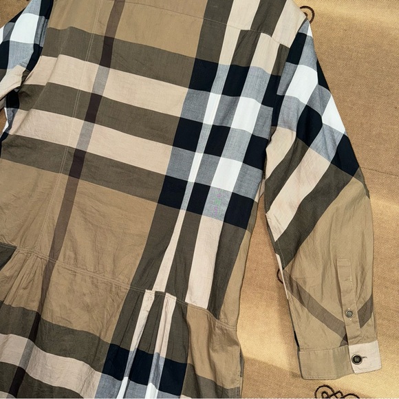 Burberry Brit Brown Novacheck Cotton Drop Waist Dress Size 12 - Picture 13 of 16